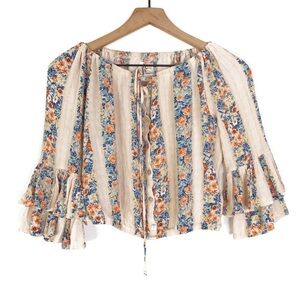 HAUTE PROJECT Off the Shoulder Floral Bell Sleeve Crop Top M